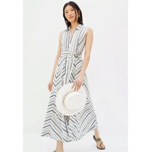 Anthropologie Coastal Stripe Maxi Shirtdress